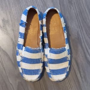 Blue and white slip on shoes